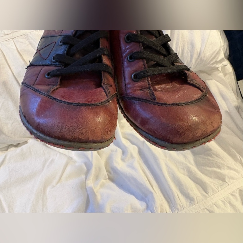 Remonte Tex Red Leather Ankle Boots Lace Up Zip Size 9.5 - Picture 7 of 7